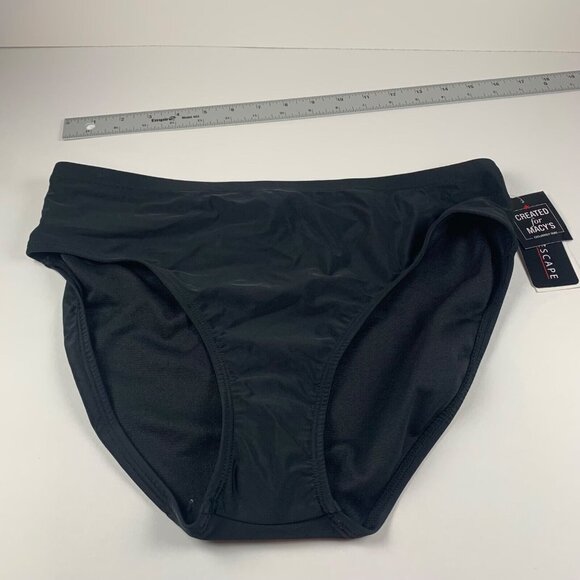 Island Escape Women's Beachwear BLK Hipster Brief Bikini Swim Bottom Size 10 NWT - Picture 1 of 8